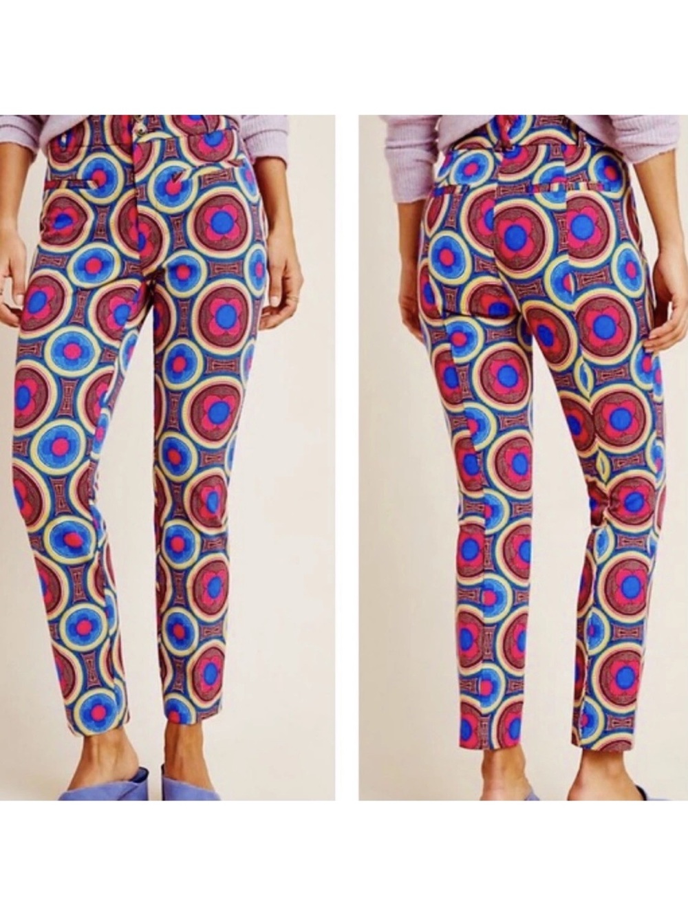 Anthropologie Multicolor Geometric Circle Print Pants